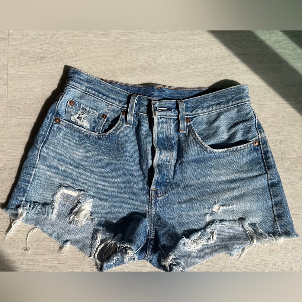 Levi's Light Blue Distressed Cutoff Denim Shorts